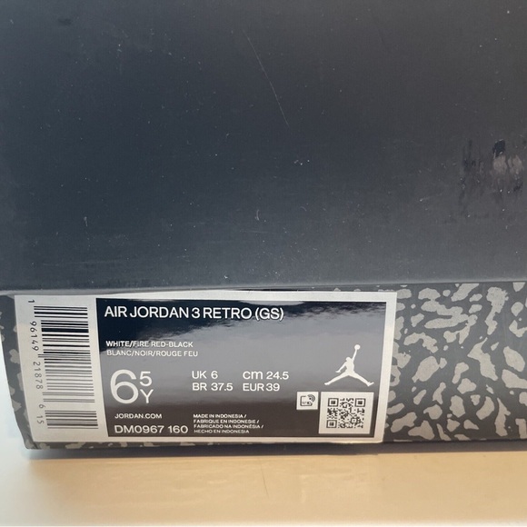 Size Y W Nike Air Jordan 3 Retro Fire Red Black White DM GS NEW